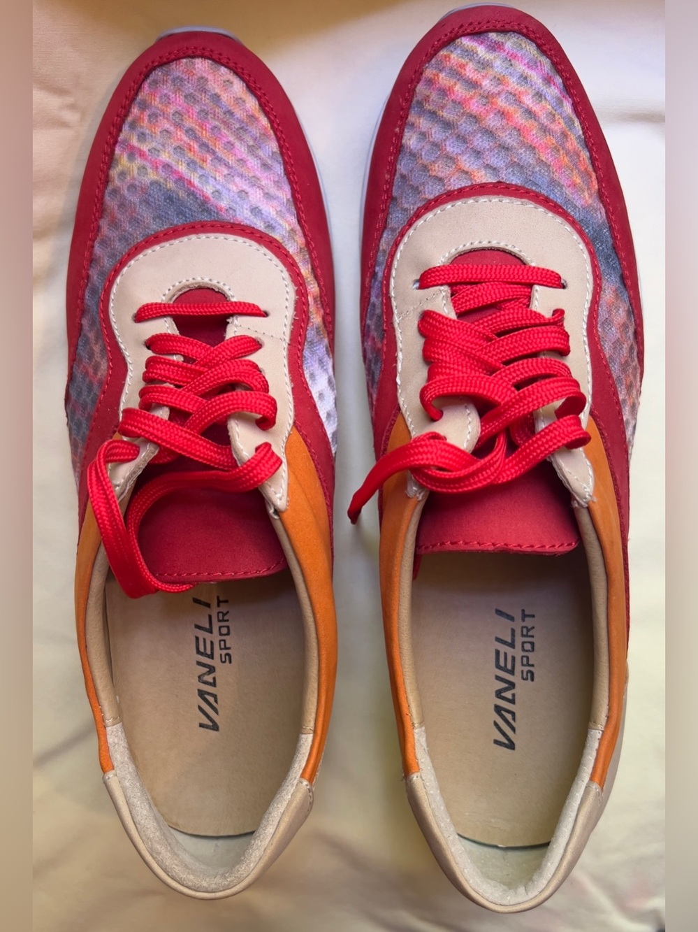 Vaneli Red & Multicolor Women's Lace-Up Sneakers